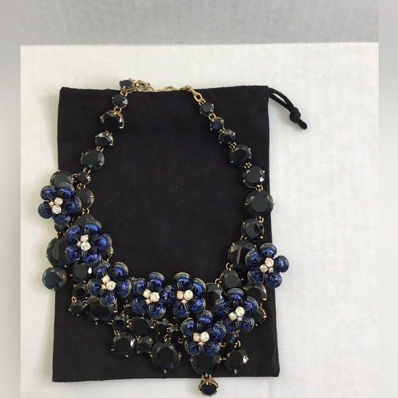 J.Crew Midnight Blue Floral Collection Statement Necklace - Picture 3 of 5